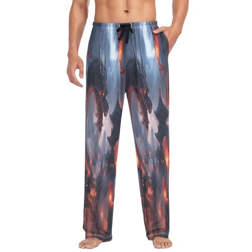 Pantalon de pyjama pour homme avec cordon et poches Dragon Dark Clouds taille S
