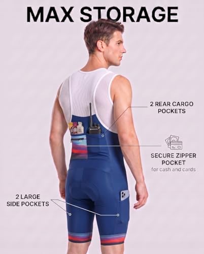 Image of Ceroti Custom Apparel Service Men's Pro Long Inseam Cycling Bibs, Side Cargo Pockets Bibs Optional,Bike Shorts UPF50+