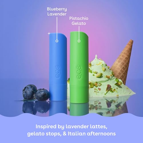 Image of eos Limited Edition Lip Balm, Blueberry Lavender, Pistachio Gelato - Moisturizing, Hydrating Lip Balm, For Dry Lips, Shea Butter, Gift Set, Cruelty-Free, 0.14 oz, 2-Pack