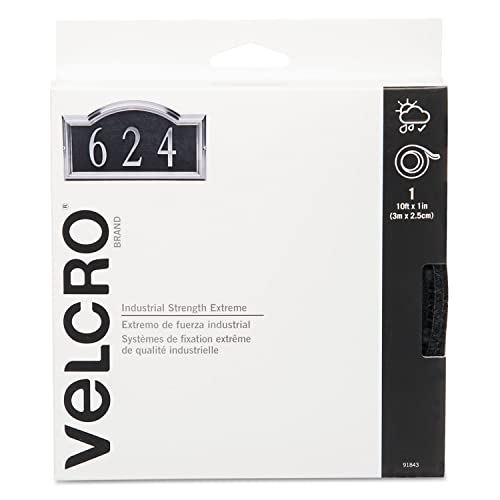 VELCRO Brand Extreme Outdoor Heavy Duty Tape | 10Ft x 1 In | Holds 15 lbs | Black with Stick on Adhesive | Strong Weather Resistant Holding Power - 91843