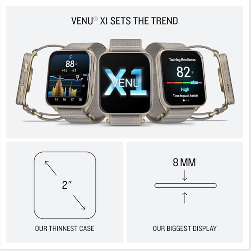 Garmin Venu X1 51mm GPS smartwatch, Large 2" AMOLED display, LED flashlight, Lightweight, Ultra thin 8mm watch case, pre loaded Sports Apps, Up to 8 days battery life,ComfortFit nylon band,French Grey - Image 6
