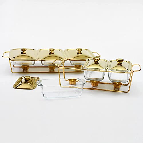 Chafing Dish Buffet-Set, rechteckig, Edelstahl, Chafers und Buffet-Wärmer Sets mit Tabletts, Pfannendeckel, Rahmenständer für Küche, Party, Bankett, 3 x 1,5 l – Bild 4