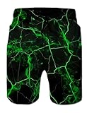 Belovecol Men Bathing Suits Green Smoke Geometric Board Shorts Quick Dry Mesh Lining Bathing Suit for Beach Swimming Holiday M