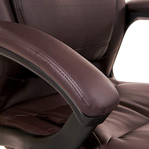 Office Star Ec Series Executive Bonded Leather High Back Adjustable Office Chair With Thick Padded Contour Seat And Locking Tilt Control, Burgundy #TOP4