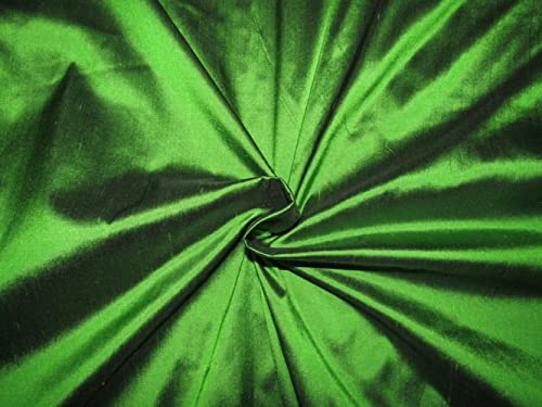 Soie Dupion pure vert et noir 137 cm | Tissu noble haute couture DUP305rol