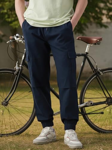 Image of Bewakoof Men's Solid Oversized Fit Twill Joggers