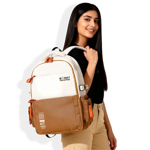 MONKEY TROOPERS Bouje 27L Laptop Backpack White WHITE-BROWN - Image 2