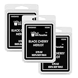 Gift Paradise Black Cherry Merlot Wax Melts – Set of 3 (2.75 oz Each) – Hand Poured Soy Wax, Fruity Wine-Inspired Fragrance, Long Lasting & Gift-Ready