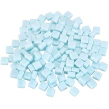 MECCANIXITY 300g Square Mosaic Tiles for Crafts, 0.4" Iridescent Mosaic Glass Pieces for DIY Art Making Supplies Home Decoration Light Blue