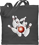 Baumwolltasche - Bowling & Kegeln - Kegeln alle 9 Kegeln Kugel - Unisize - Dunkelgrau - sport kegel jutetaschen bowlingball tasche bowlingkugel stofftasche pin jutebeutel ball jutetasche - WM101