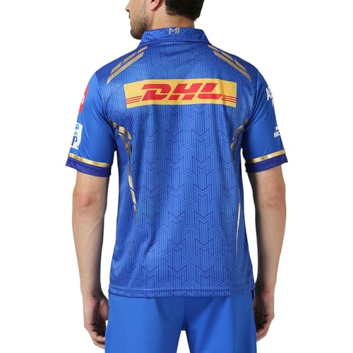 Image of playR x MI Match Jersey 2024 - Plain Half Sleeve Tee Men's Regular Fit Blue T-Shirt, Comfortable Sportswear for Match, Training & Casual Wear, Stylish MI Tee for All Seasons