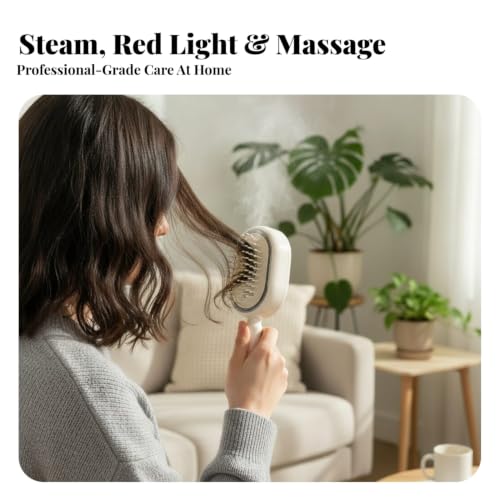 Image of Type-C Charging Oval Steam Hair Brush Handheld Steam Hair Brush Single-on Start Air-Padded Massage Comb Portable, Purple|Brushes & Combs|Health & Beauty