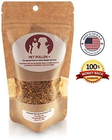 Raw Bee Pollen Granules Pet Allergy Relief with Glucosamine and Omega 3 for Dogs and Cats