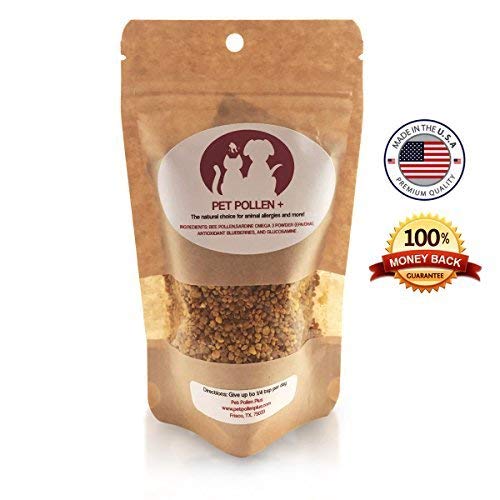 Raw Bee Pollen Granules Pet Allergy Relief with Glucosamine and Omega 3 for Dogs and Cats