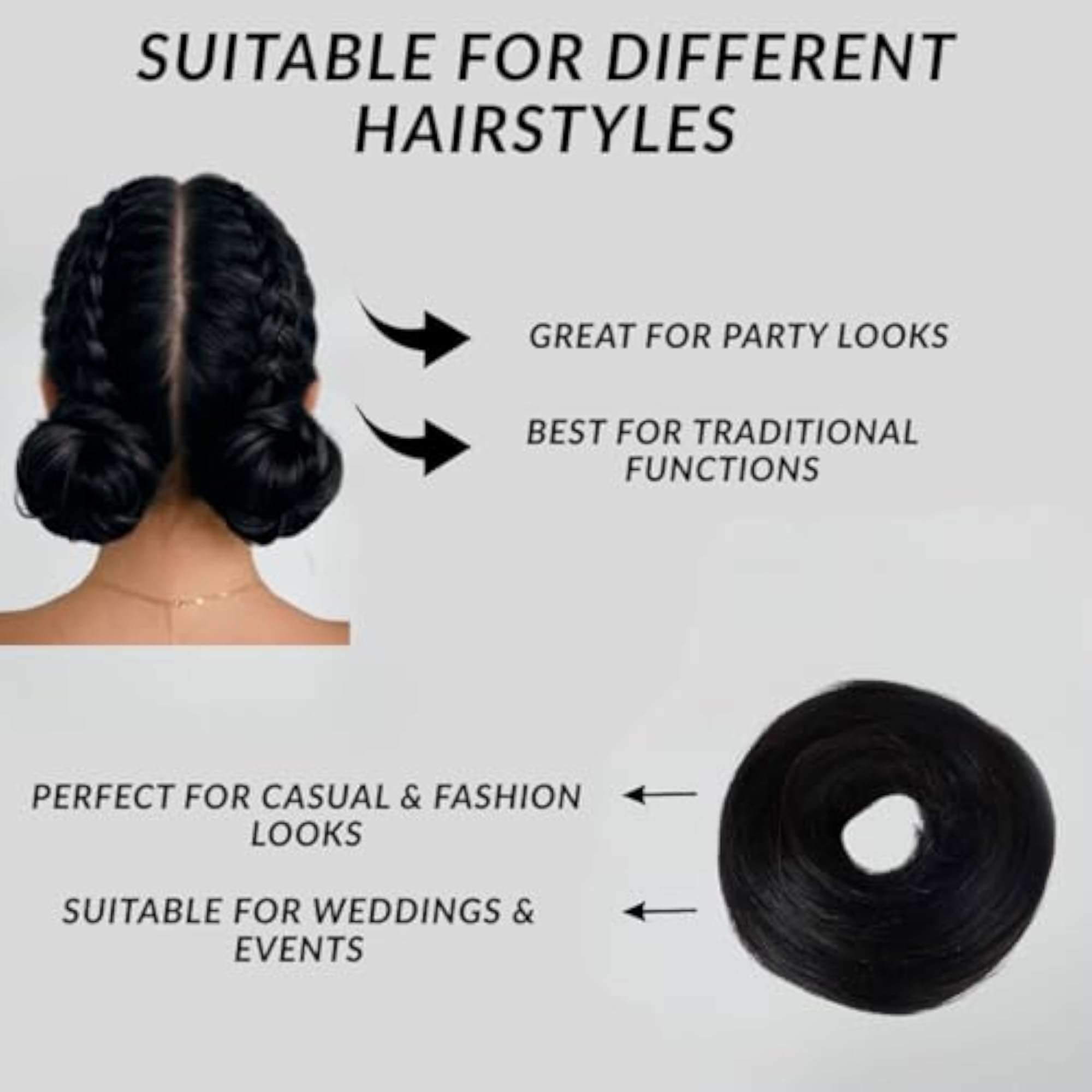 Women Human Hair Bun Extension Piece, Pack of 2