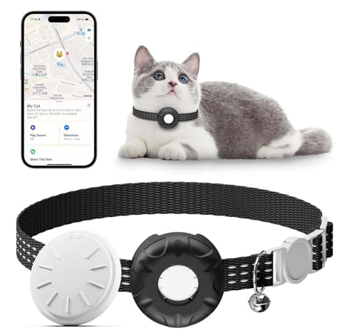 Image of GPS Tracker for Cats (iOS Only), MINI GPS Cat Tracker, Real-Time Location Pet Tracker, No Monthly Fee GPS Tracker, Compatible with Apple Find My,Anti-Lost Smart Tag (Black)