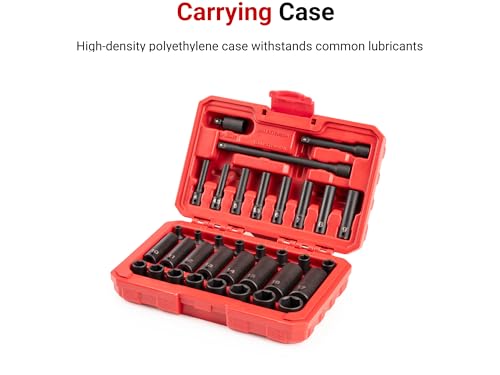 Image of TEKTON 1 /4 Inch Drive Impact Socket Set, 35-Piece | SID90402 | (4 - 17 mm), Shallow and Deep, 6-Point, Case