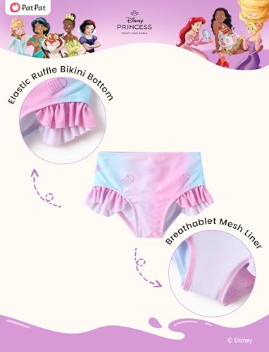Image of Disney Frozen Elsa Stitch Marvel Toddler Girl Two Piece Long Sleeve UPF50+ Swimsuit Rashguard Sets Bathing Suit