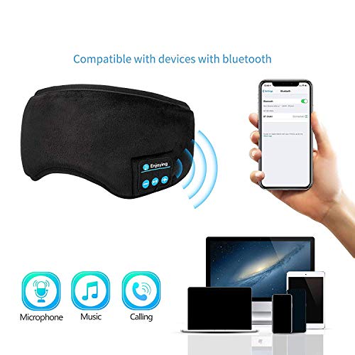 Fones de ouvido para dormir, máscara ocular Bluetooth, sem fio, Bluetooth 5.2, fones de ouvido com m