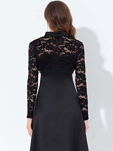 Image of Allegra K Lace Shrug for Women's Victorian Gothic Tie Neck Wedding Bolero for Evening Dresses