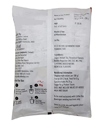 Image of Browell Coffee Day Beverages Zest Lemon Green Tea Powder- 40 Sachets(Pack Of 2), 420 Grams