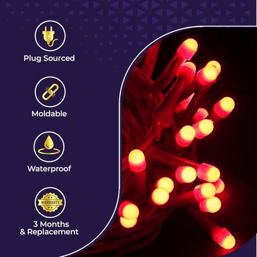 Image of Lexton 40 LED Power Pixel Serial String /Fairy Light | Plug Sourced | Suitable for Home & Outdoor Decoration, Diwali, Christmas, Ramadan, Wedding, Party, Festival (Pack of 1, Red)