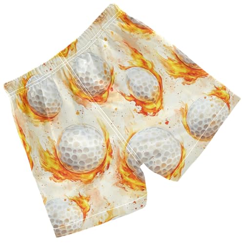 Pigsaly Boys' Swim Board Shorts Watercolor Flying White Golf Balls Fire Boy's Swim Trunks Kids Swimwear S2