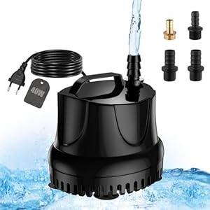 Lnicez Waterpomp, 40 W, 3000 l/u, aquariumpomp, zeer stil, vijverpomp, dompelpomp, met 1,8 m kabel, 4 sproeiers, waterpomp, voor fonteinen, tuinen, badkuipen, vijvers