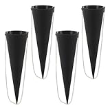 BAZEITFLOW Caja Floral Porta Flores Forma de Cono de Helado Set de 4 Unidades Negras Soporte para Arreglos DIY Bodas Cumpleaños y San Valentín Empaque Creativo para Ramos