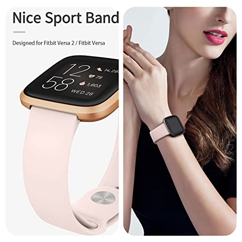 Oumida Kompatibel f&uuml;r Fitbit Versa 2 Armband/Fitbit Versa Armband f&uuml;r Damen Herren, Silikon Armb&auml;nder Classic Sport Ersatz Uhrenarmband f&uuml;r Fitbit Versa 2/Fitbit Versa/Versa Lite, Rosa