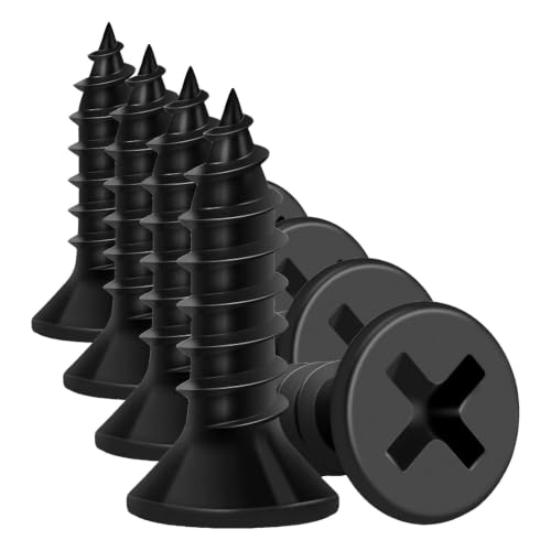 Image of Wood Screws 1 /2 Inch, FIXLINK Premium Flat Head Phillips Black Wood Screws 135 PCS, Self Tapping Electrophoresis Used in Indoor Furniture, Woodworking (#6 x 1 /2 inch) (Pack of 4)