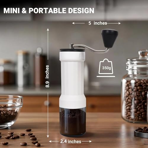 Manuelle Mini-Kaffeemühle mit 40 Einstellungen, 30 g Kapazität, konischer Grat, Kurbel für Reisen, Camping, Büro, Espresso, Übergießen