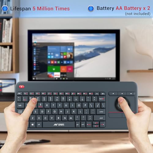 Ant Esports WK100 2in1 Wireless/Bluetooth Keyboard with Built In Touchpad-Wireless TV Keyboard with Multi-Touch Big Size Trackpad,Support 2 Devices for TV Windows Android,Chrome OS,Laptop,Tablet_Black view 2
