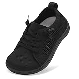 JOINFREE Shoes for Toddler Boys Girls Wide Fit Barefoot Running Shoes Kids Zero Drop Minimalist Walking Shoes Outdoor Breathable Comfortable Slip-On Trainers Black 12 Child