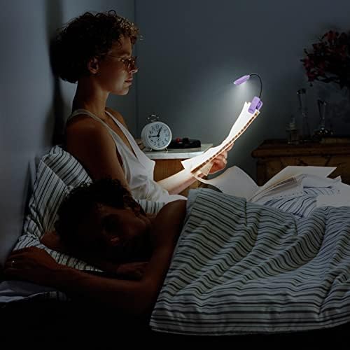 BIGMONAT Kids Book Light Rechargeable Clip on Reading Light Dimmable Brightness Reading Lights for Books in Bed 3 Lighting Modes Kids Book Light Flexible Head Studying Light,Night Reading Lamp-Violet