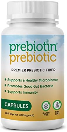 Prebiotin – Prebiotic Dietary Supplement Fiber Capsules – 120 Vegcaps – Professionally Formulated to Support Digestive Health – Balances Gut Microbiome, Boosts Your Own Probiotics & Enhances Immunity