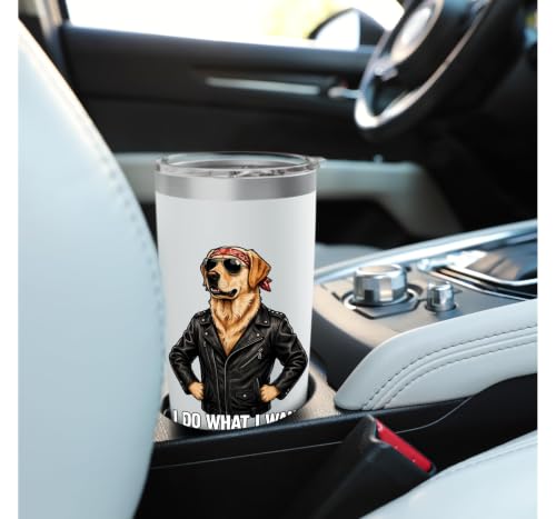 Chien motard Amusant Retriever, je fais ce que je veux Gobelet isotherme en acier inoxydable double paroi – vue 6
