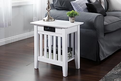 Atlantic Furniture Ah13212 Mission Chair Side Table With Charging Station, White #TOP3