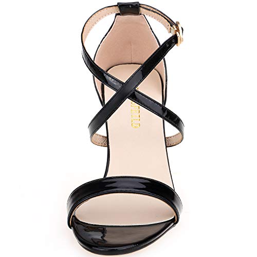 SHOESFEILD Black-Heels-for-Women, Open Toe High-Heels-Sandals Crisscross Strappy Stiletto Dress Pump Shoes for Wedding… - Image 3