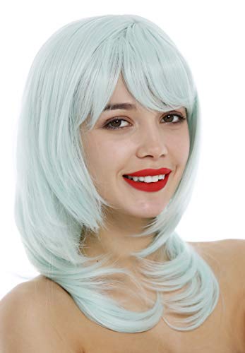 WIG ME UP - 3003-T2333 Lady Wig shoulder-length medium long layered straight hair light green, light green (T5507)
