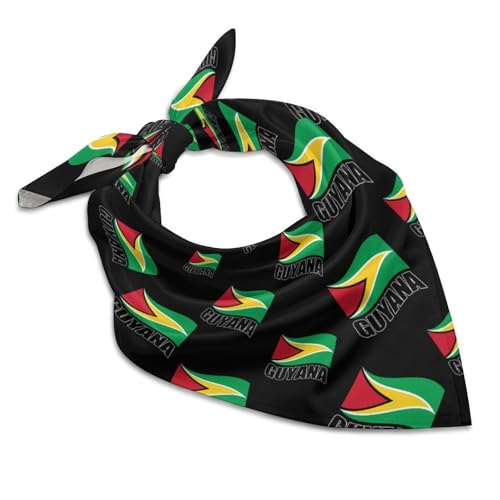 Guyana Flag Guyanese Fashion Square Silk Scarf Soft Lightweight Neck Hair Head Scarves