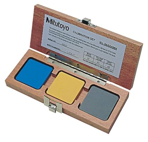 Image of Mitutoyo 64AAA964 Calibration Block Set, Shore A, 3-Piece Hardness Standards (30, 60, 90) for Verifying Durometer Accuracy in Rubber, Plastic, and Elastomer Testing