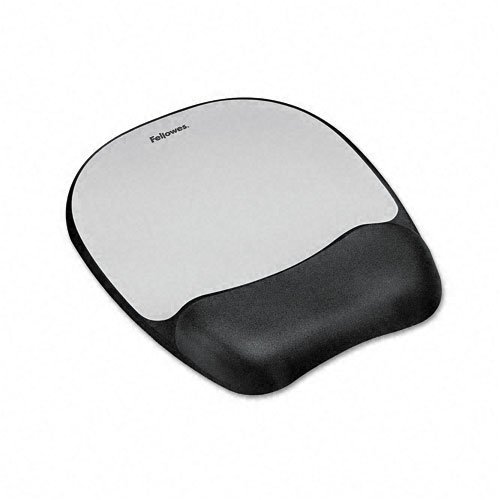 Fellowes : Mouse Pad With Wrist Rest, Nonskid Back, 8 X 9-1/4, Silver -:- Sold As 2 Packs Of - 1 - / - Total Of 2 Each #TOP11