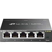 TP-Link TL-SG105E Switch 5 Porte RJ45 Gigabit 10/100/1000 Mbps, Monitora la Rete, Priorizza il Traffico e Configura VLAN, Struttura in Acciaio