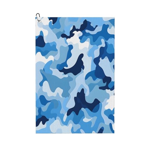 DXTKWL Golf Towel Light Blue White Camo Absorbent Sport Golf Towels for Golf Bags Quick Dry Microfiber Golf Accessories for Women Men Yoga Fitness, 16x24 in