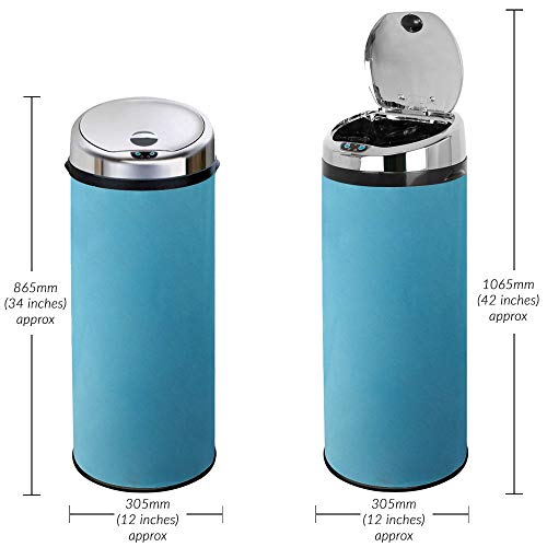 Inmotion 50L Stainless Steel Auto Sensor Kitchen Waste Dust Bin - Blue