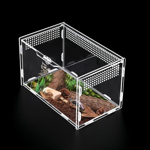 Reptile Terrariums Stick Insect Enclosure 20×12×12cm Transparent Acrylic Reptile Feeding Box Insect Habitat Terrarium Case for Spider Lizard Scorpion Geckos Centipede Horned Frog Beetle Mantis