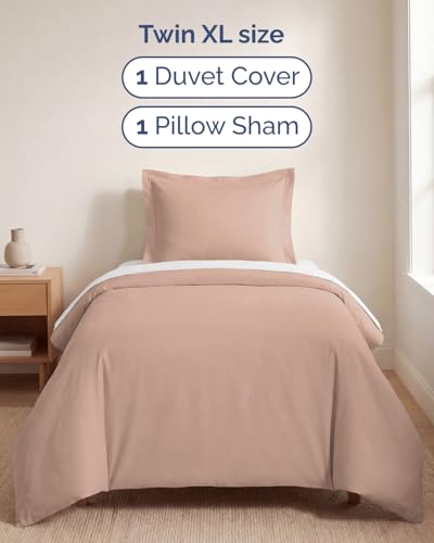 Image of Duvet Cover Twin /Twin XL Size Set - Extra Soft Twin /Twin XL Duvet Cover 68 inch x 90 inch with 1 Pillow Sham for Women, Men, Kids & Teens - Comfy, Easy-Care & Fade Free with Zipper Closures and Ties (Mauve)