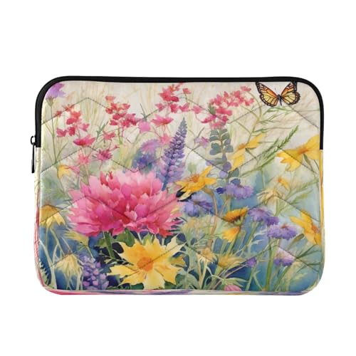 Funda para portátil 13-14 pulg impermeable flores y mariposas miniatura 1