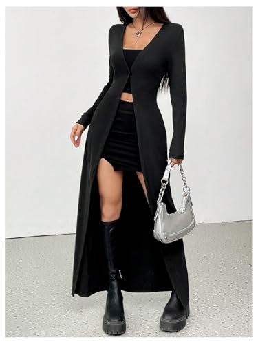 GORGLITTER Women's Y2k Goth Long Cardigan V Neck Button Up Fall Sweater 2025 Long Sleeve Knitted Tops3